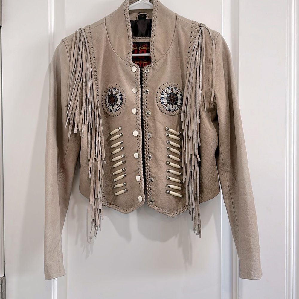 Vtg fringe leather jacket